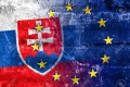 Slovakia and European Union Flag painted on grunge wall